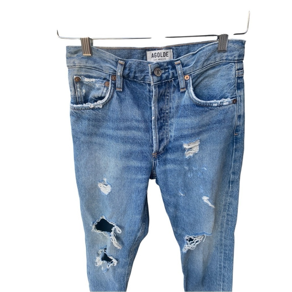 AGOLDE Feel Good High Rise Classic Jeans Distressed Button Fly I Size: 23 - Picture 5 of 11
